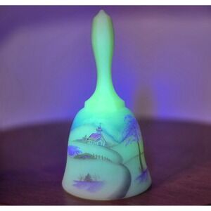 Fenton Custard Uranium Hand Painted Princess House Collector's Edition Bell 1980
